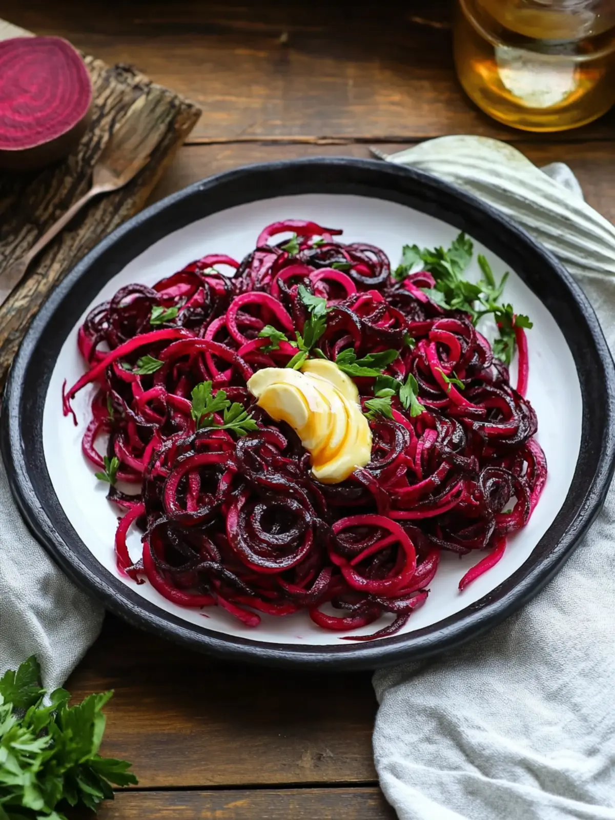 Roasted Spiralized Beets with Honey Mustard Vinaigrette Delight 4 Roasted Spiralized Beets with Honey Mustard Vinaigrette