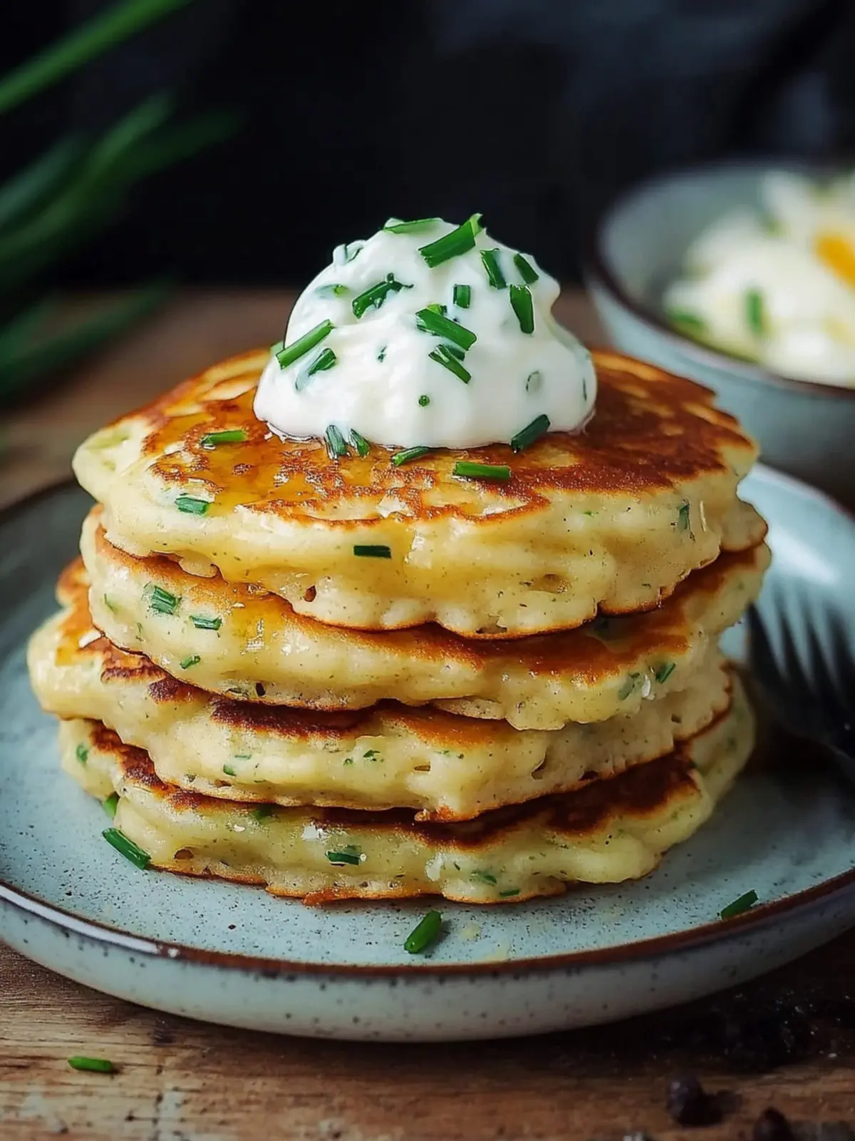 Cheese & Chive Pancakes for a Wholesome Breakfast Treat 3 Cheese & Chive Pancakes