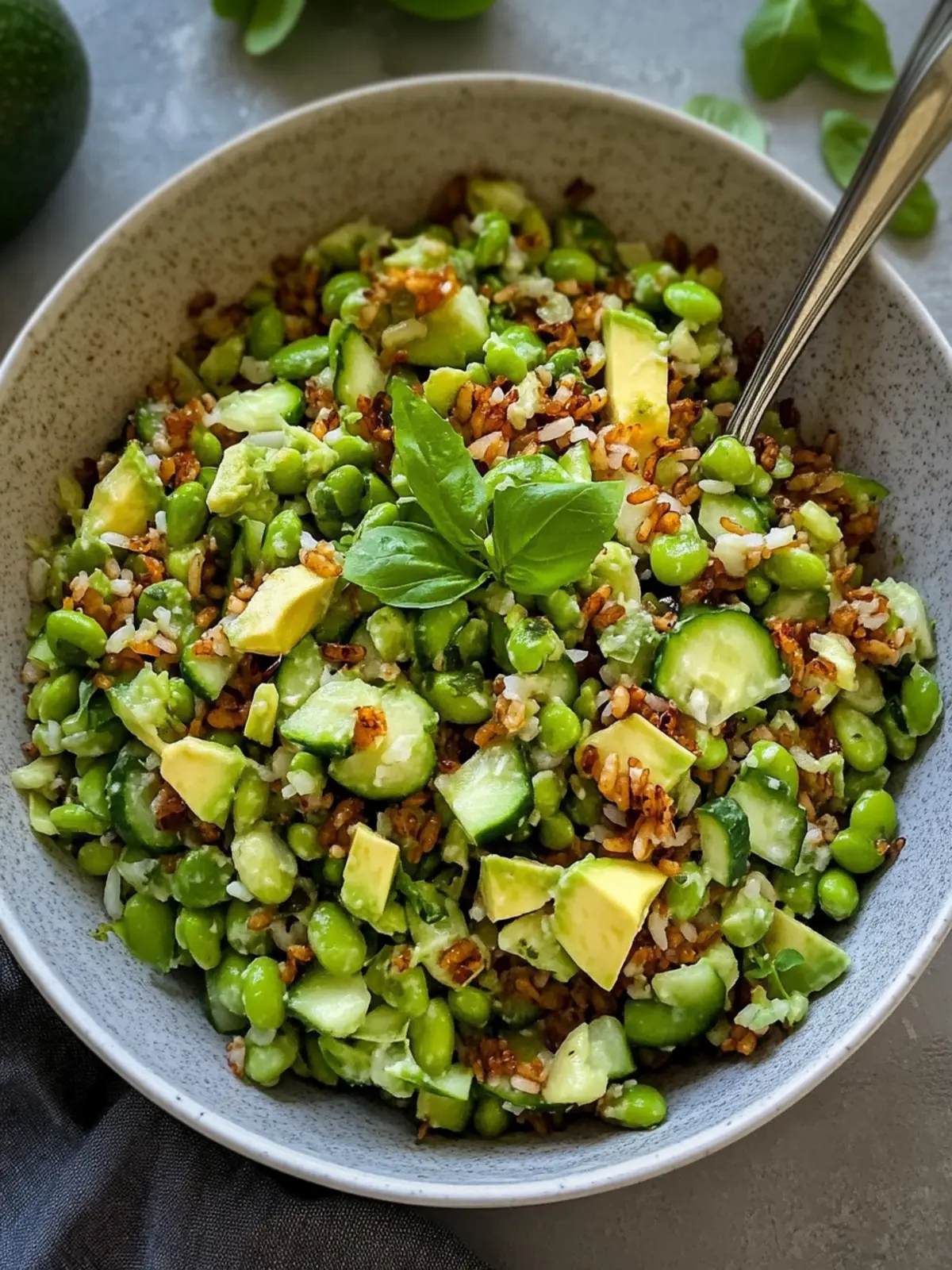 Crispy Rice Salad with Avocado, Cucumber, and Edamame Bliss 4 Crispy rice salad with avocado, cucumber and edamame