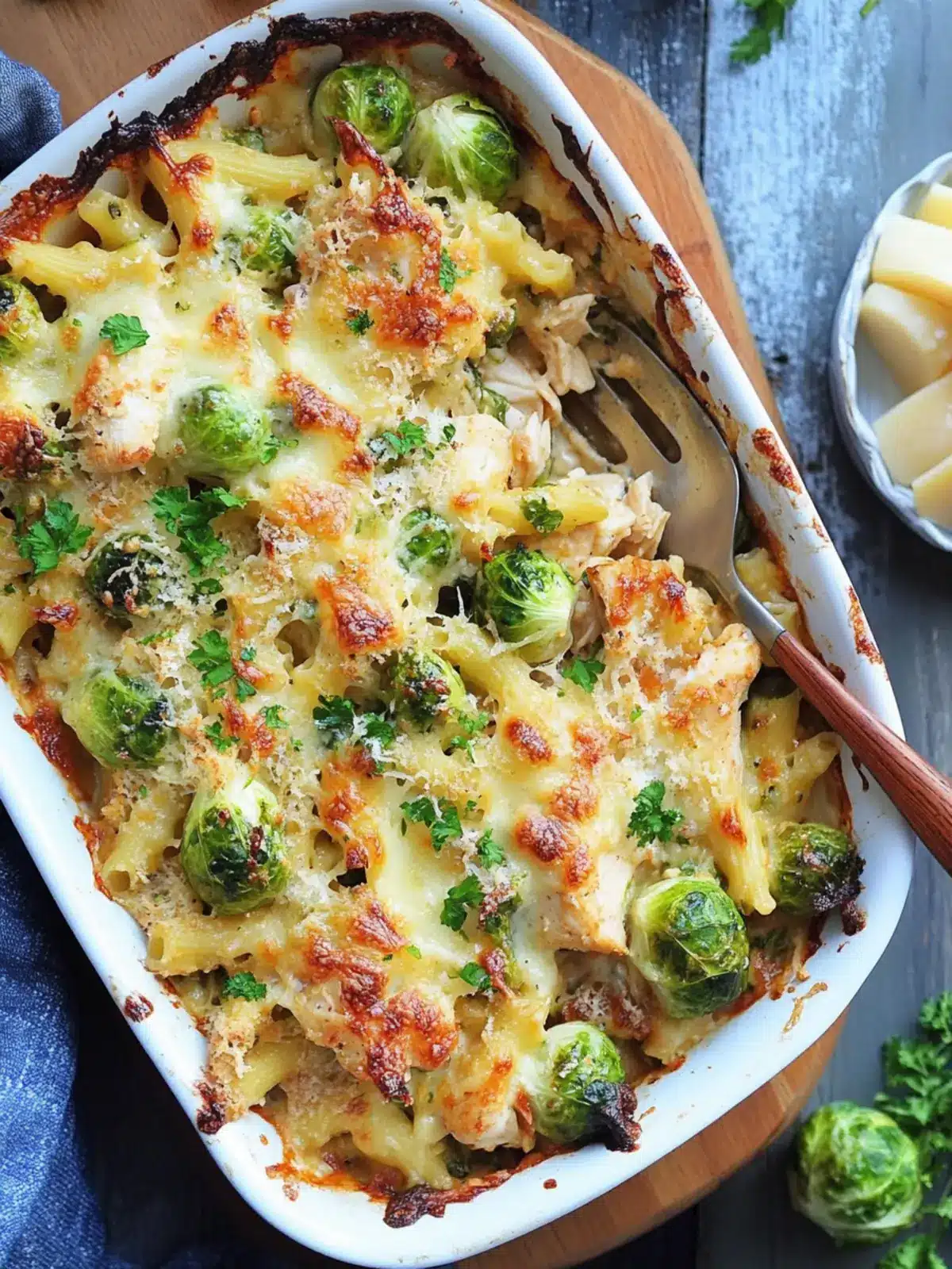 Cheesy Chicken & Brussels Sprouts Pasta Bake You’ll Crave! 2 Cheesy Chicken & Brussels Sprouts Pasta Bake