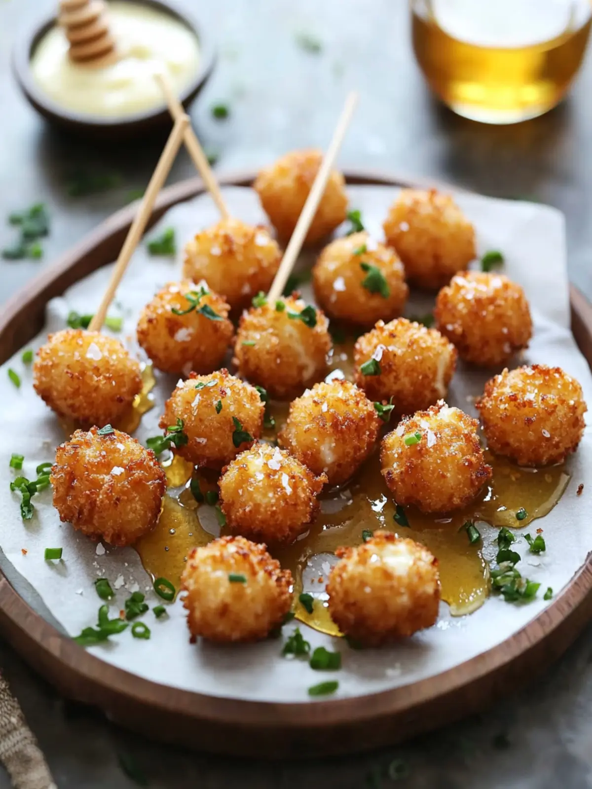 Crispy Goat Cheese Poppers with Honey: Irresistible Appetizer Bliss 4 Crispy Goat Cheese Poppers with Honey