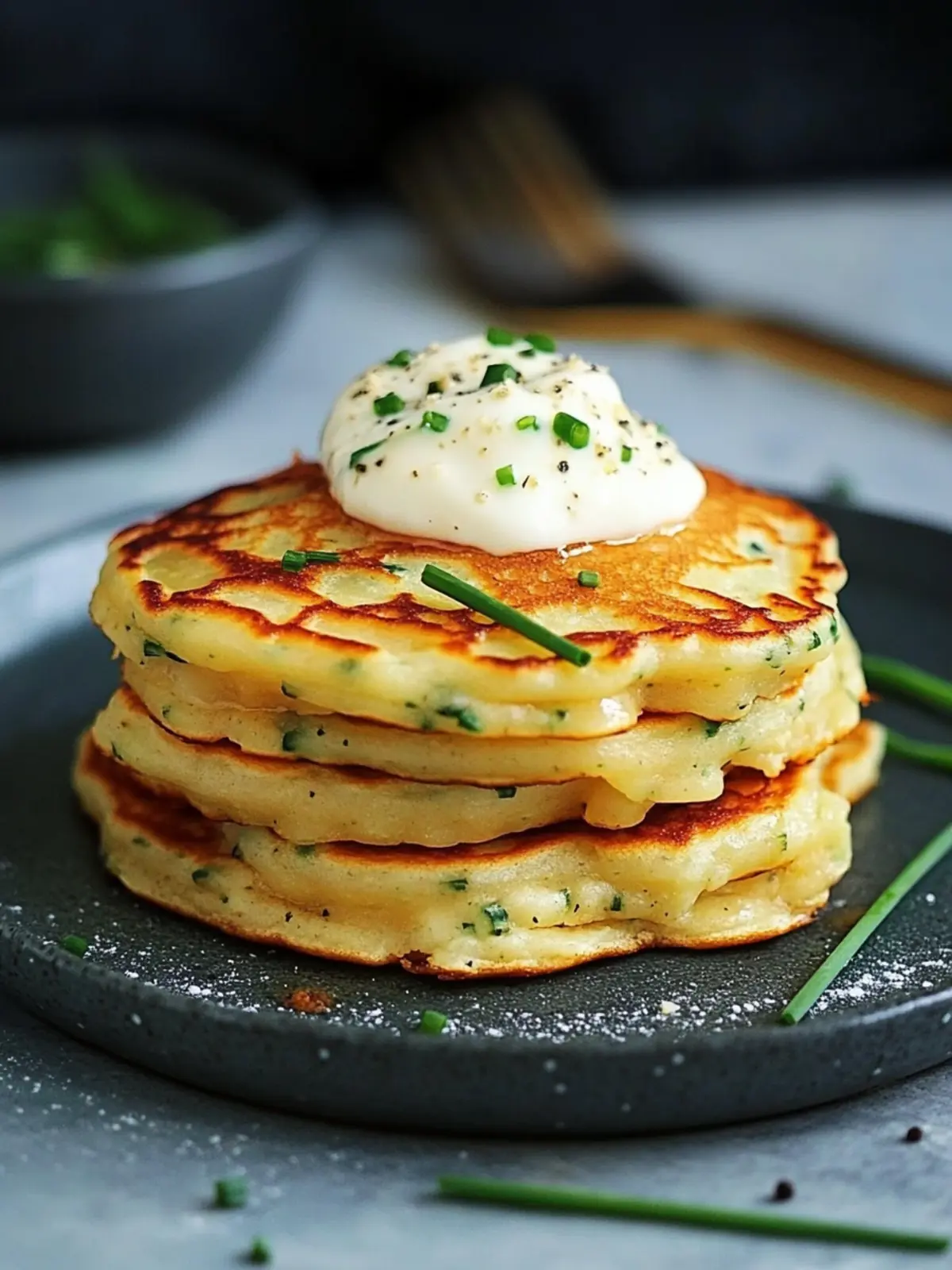 Cheese & Chive Pancakes for a Wholesome Breakfast Treat 2 Cheese & Chive Pancakes