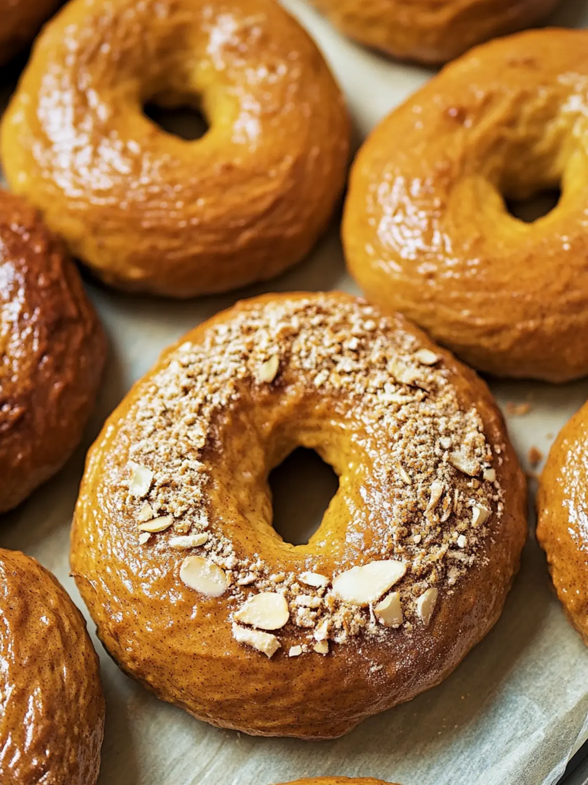 Warm Homemade Pumpkin Bagels With Honey Pecan Spread 3 Homemade Pumpkin Bagels