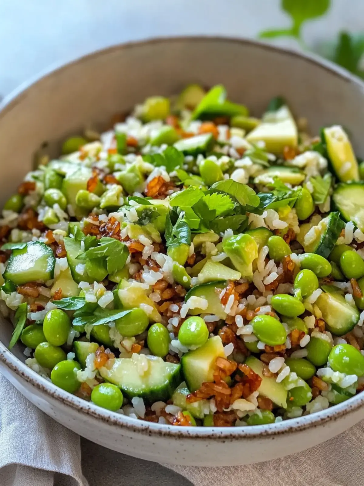 Crispy Rice Salad with Avocado, Cucumber, and Edamame Bliss 5 Crispy rice salad with avocado, cucumber and edamame