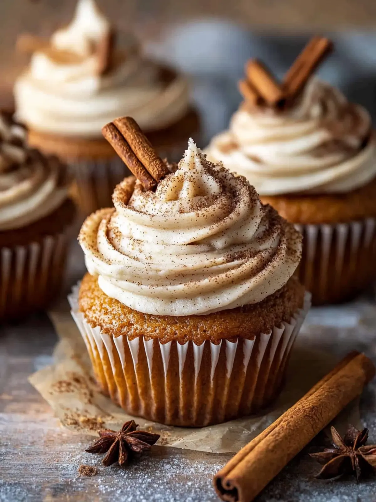 Irresistible Vanilla Chai Pumpkin Latte Cupcakes Delight 2 Vanilla Chai Pumpkin Latte Cupcakes with Cinnamon Brown Sugar Frosting.