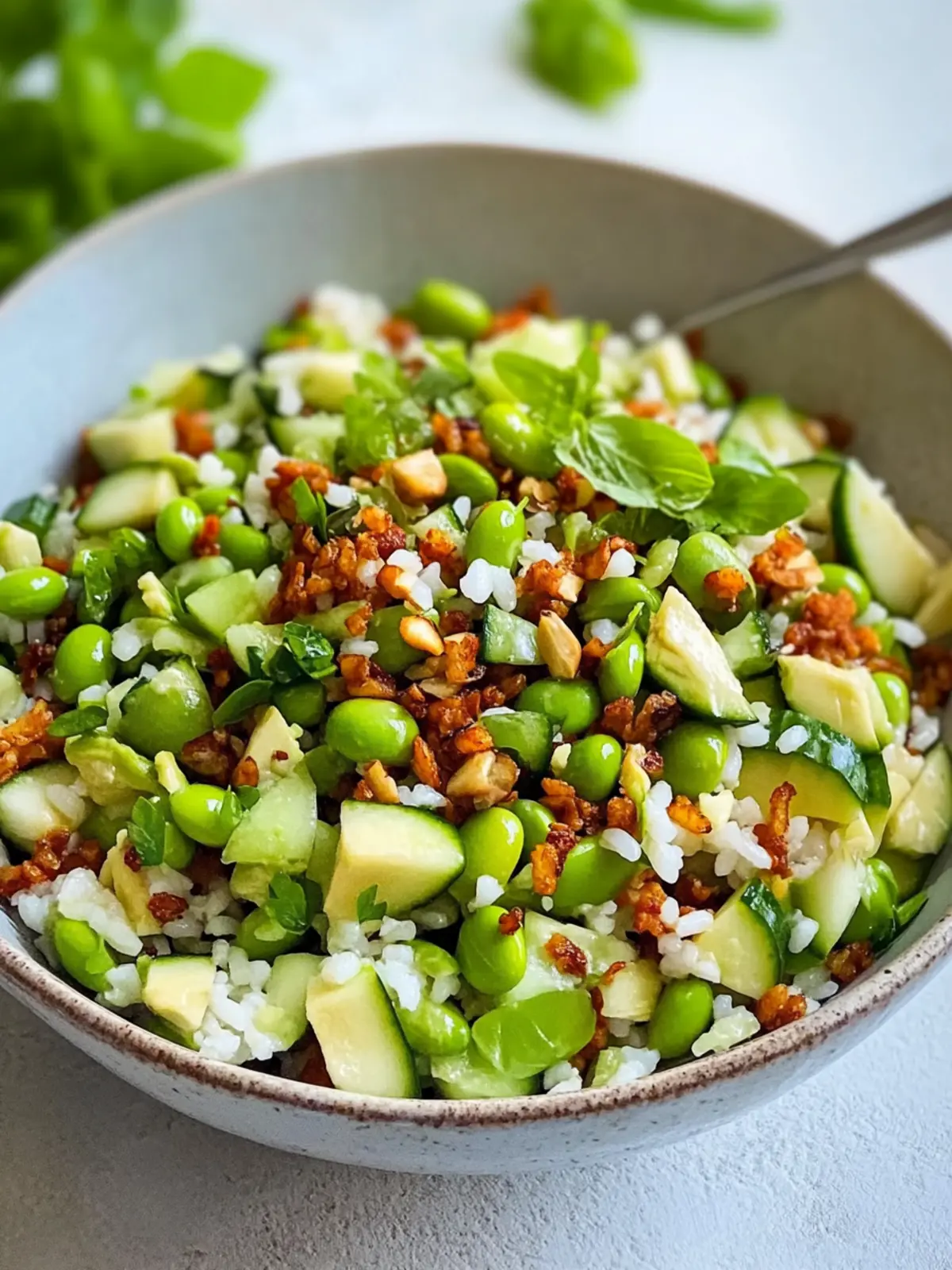 Crispy Rice Salad with Avocado, Cucumber, and Edamame Bliss 3 Crispy rice salad with avocado, cucumber and edamame