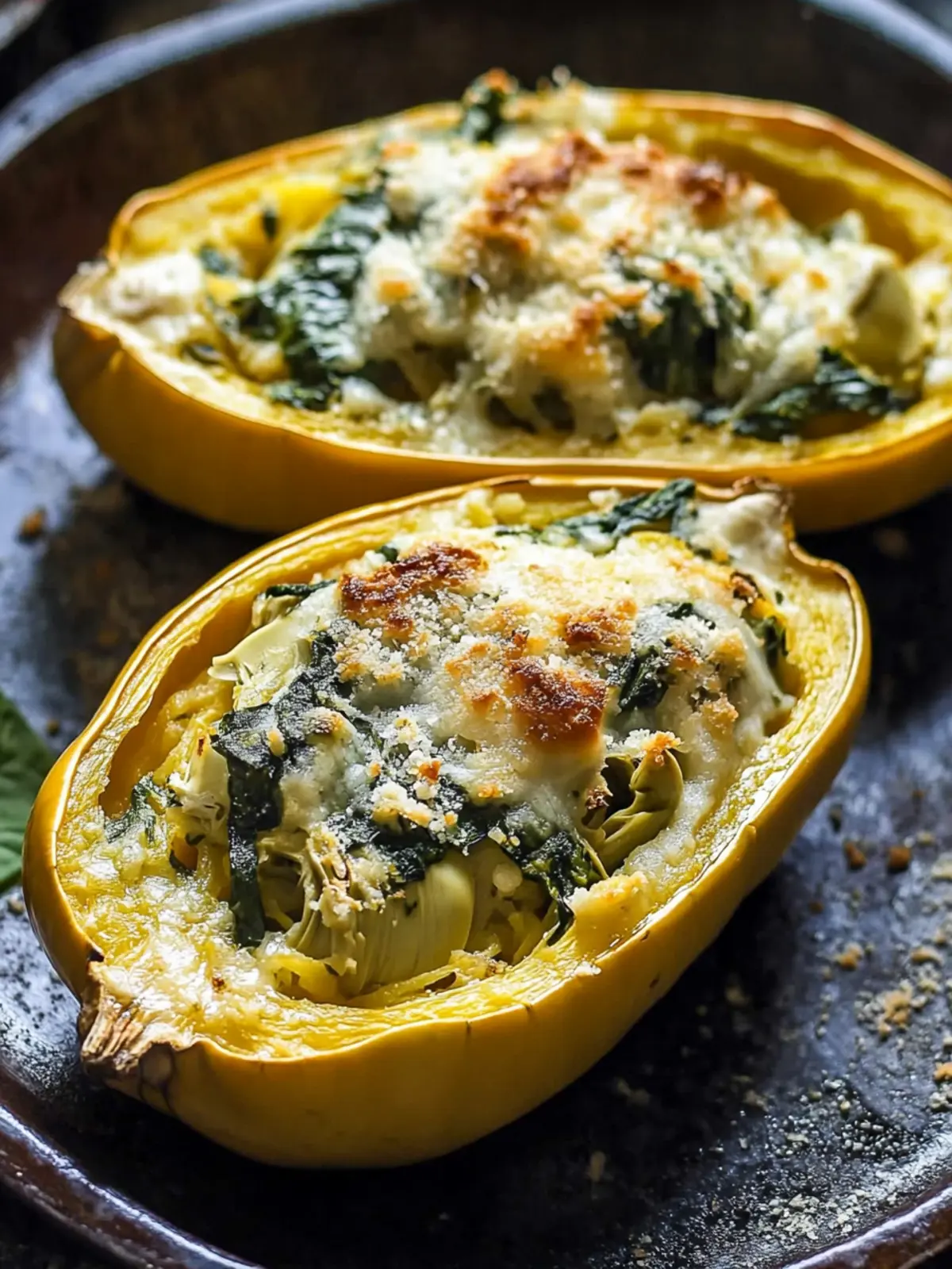 Delicious Spinach and Artichoke Stuffed Spaghetti Squash Joy 2 Spinach and Artichoke Stuffed Spaghetti Squash