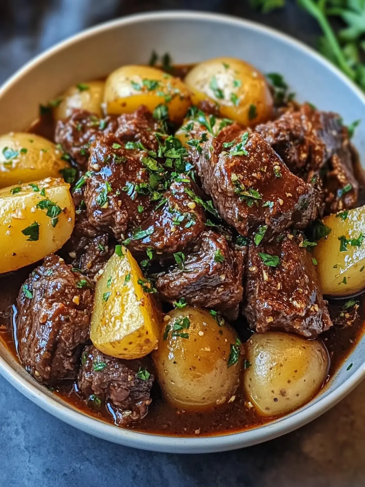 Slow Cooker Garlic Butter Beef with Potatoes