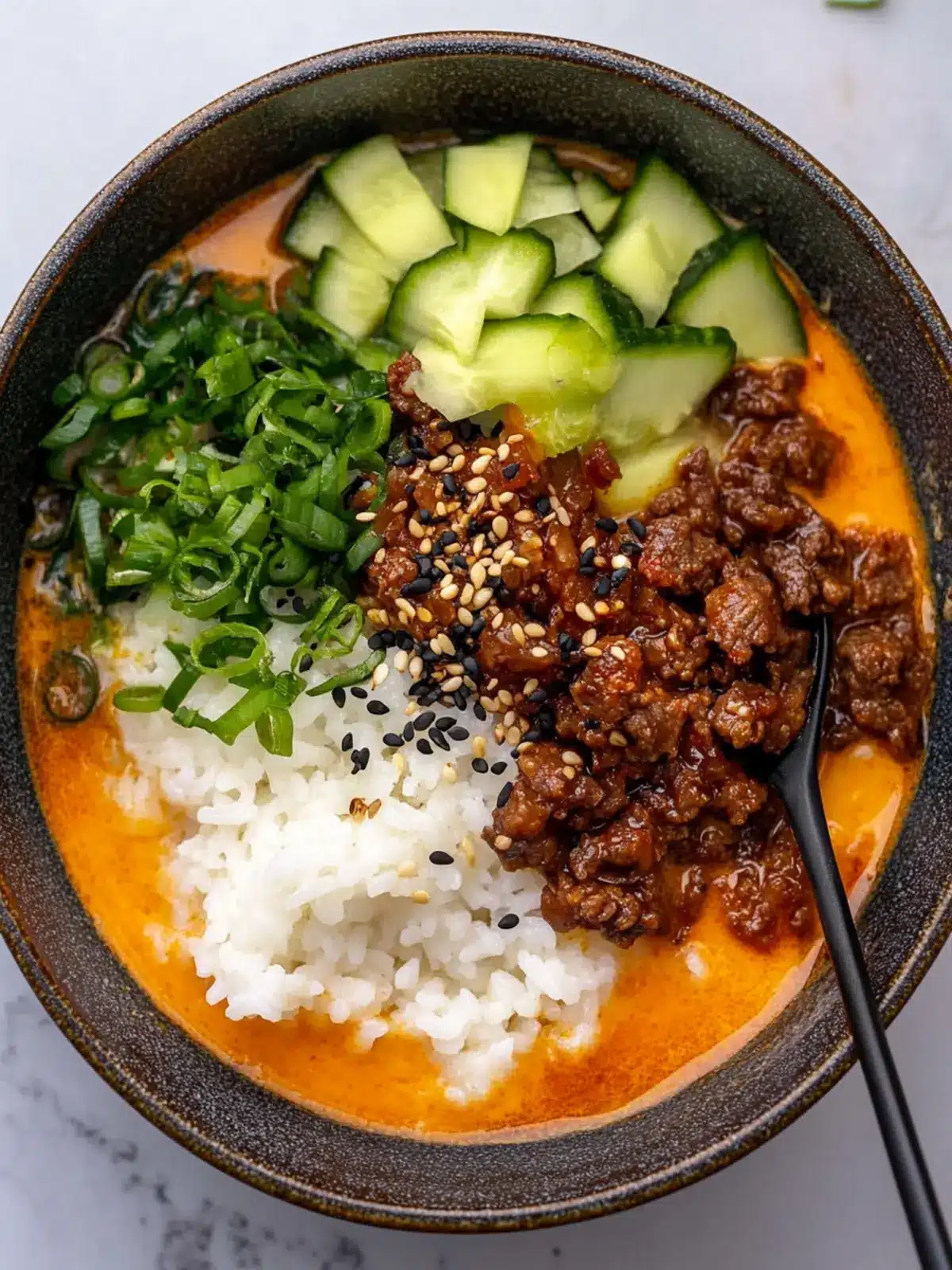 Creamy Gochujang Broth Bowls with Crispy Beef and Rice Bliss 2 Creamy Gochujang Broth Bowls with Crispy Beef and Rice