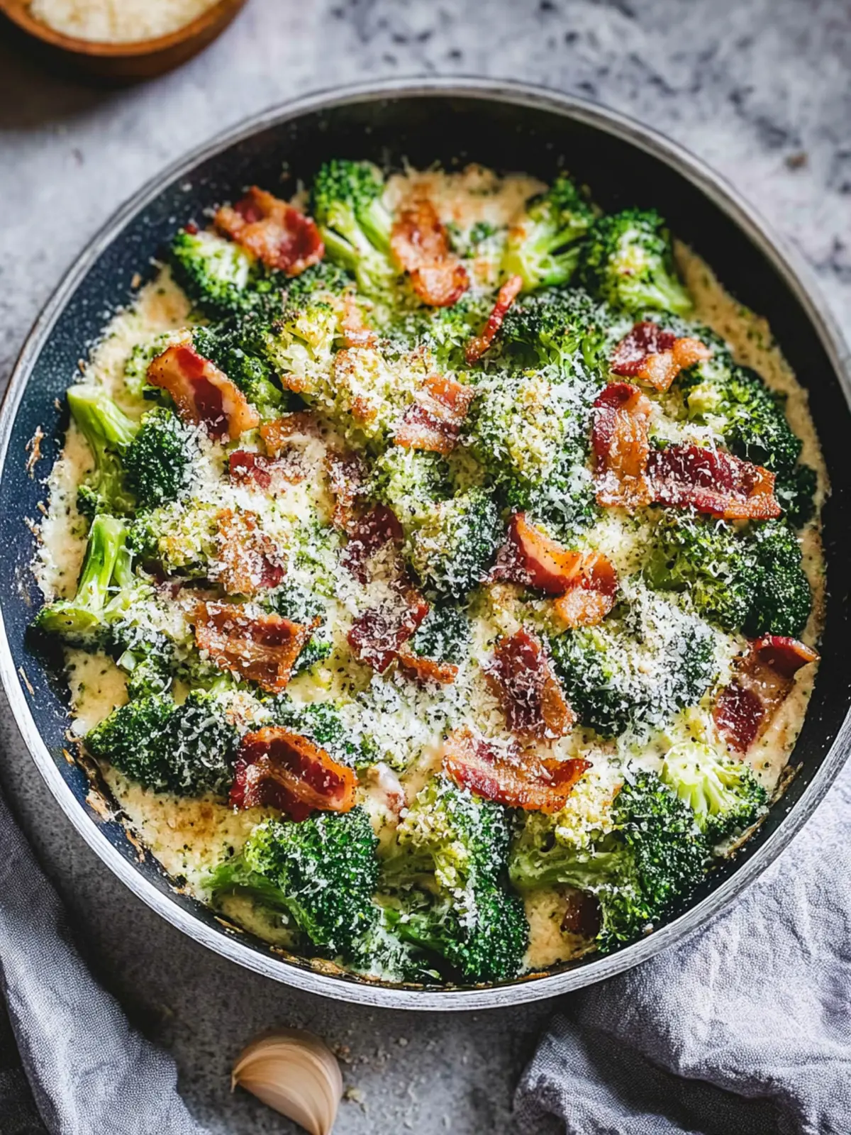 Creamy Garlic Parmesan Broccoli with Bacon for Ultimate Comfort 2 Creamy Garlic Parmesan Broccoli with Bacon