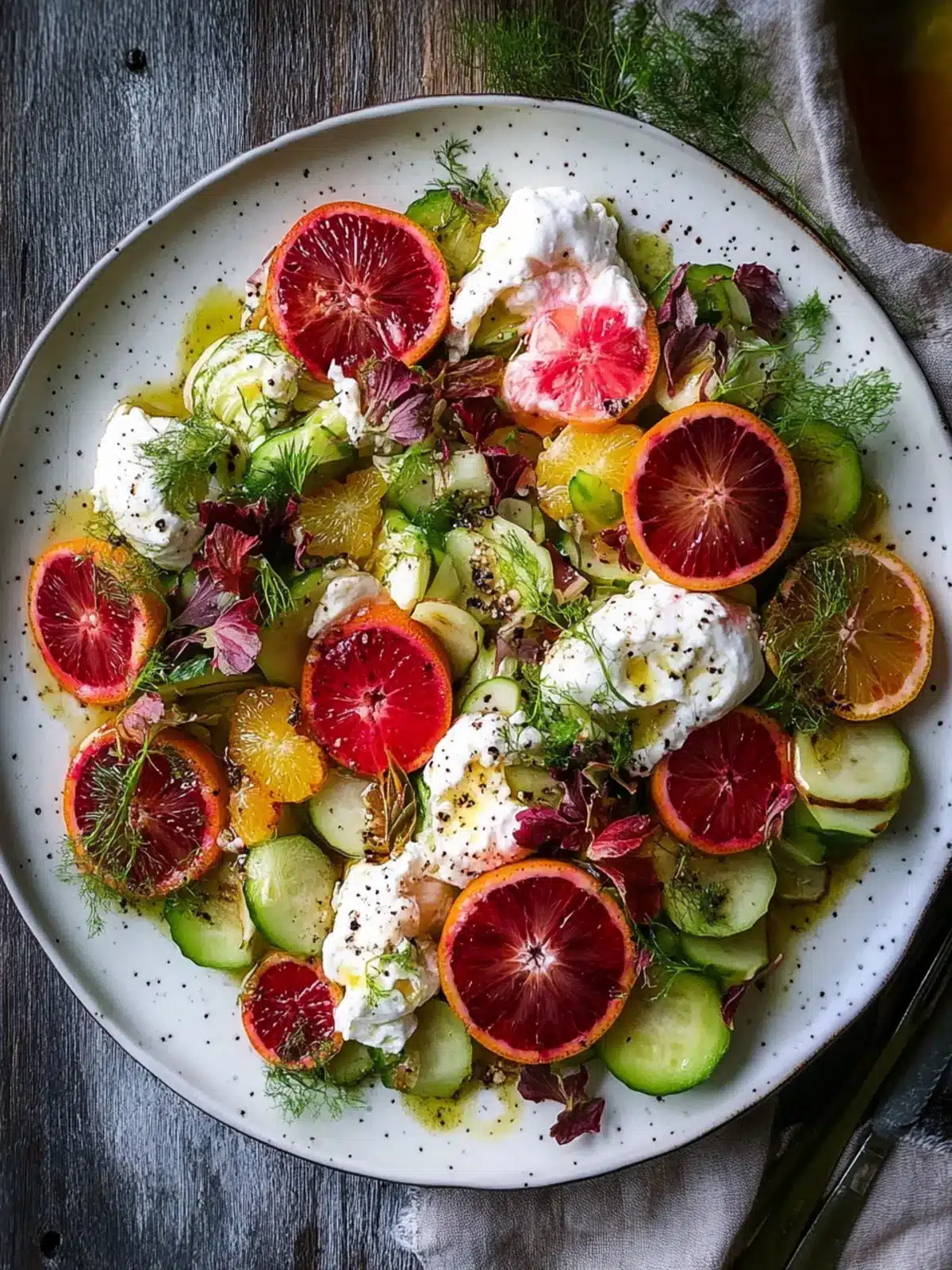 Vibrant Roasted Leek & Blood Orange Salad with Burrata Bliss 2 Roasted Leek & Blood Orange Salad with Burrata Cheese