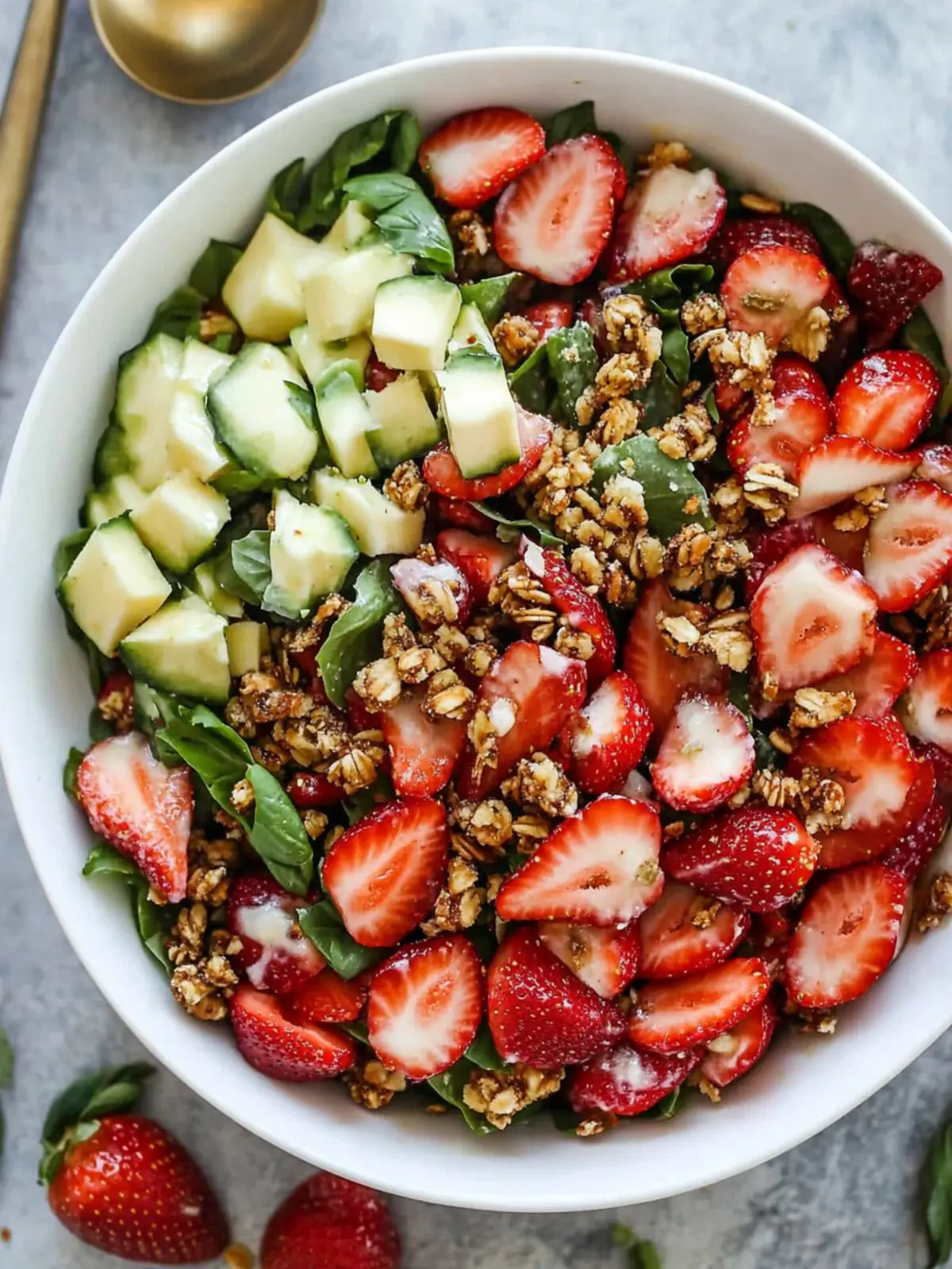 Delicious Strawberry Crunch Salad with Champagne Vinaigrette 4 Strawberry Crunch Salad with Champagne Vinaigrette