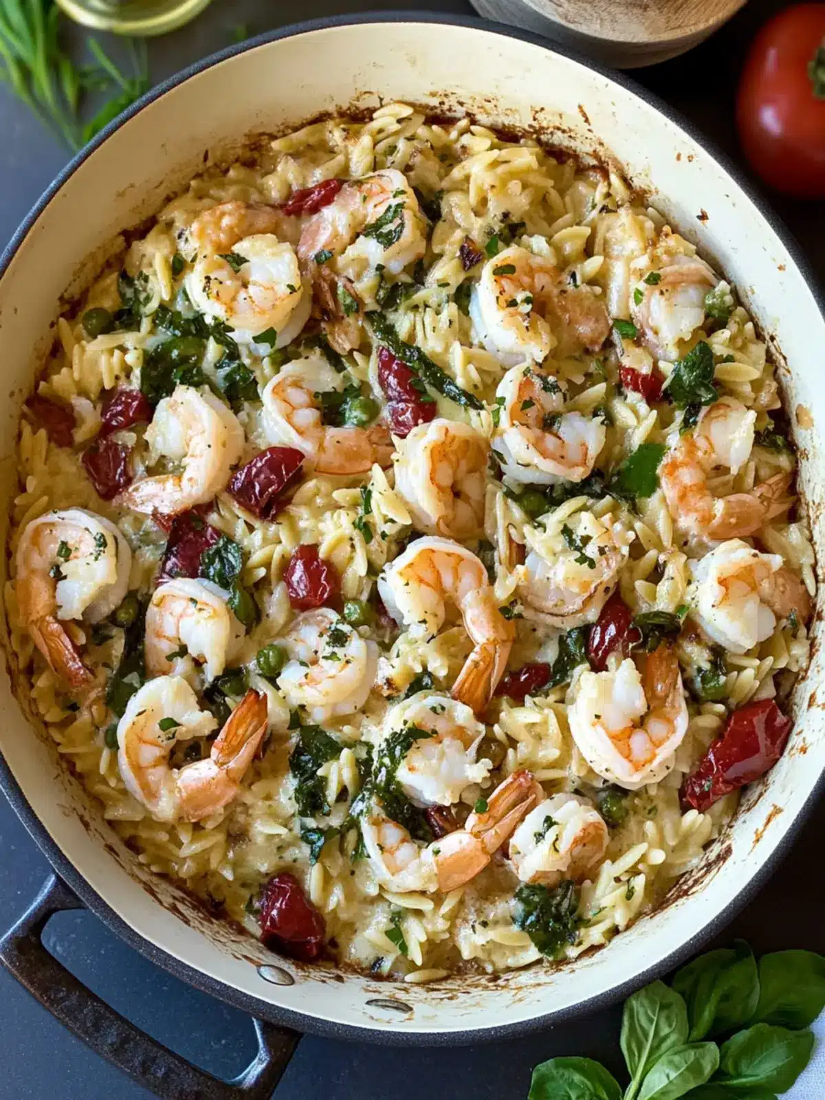 Delicious One Pan Mediterranean Shrimp Orzo Bake Bliss 5 One Pan Mediterranean Shrimp Orzo Bake