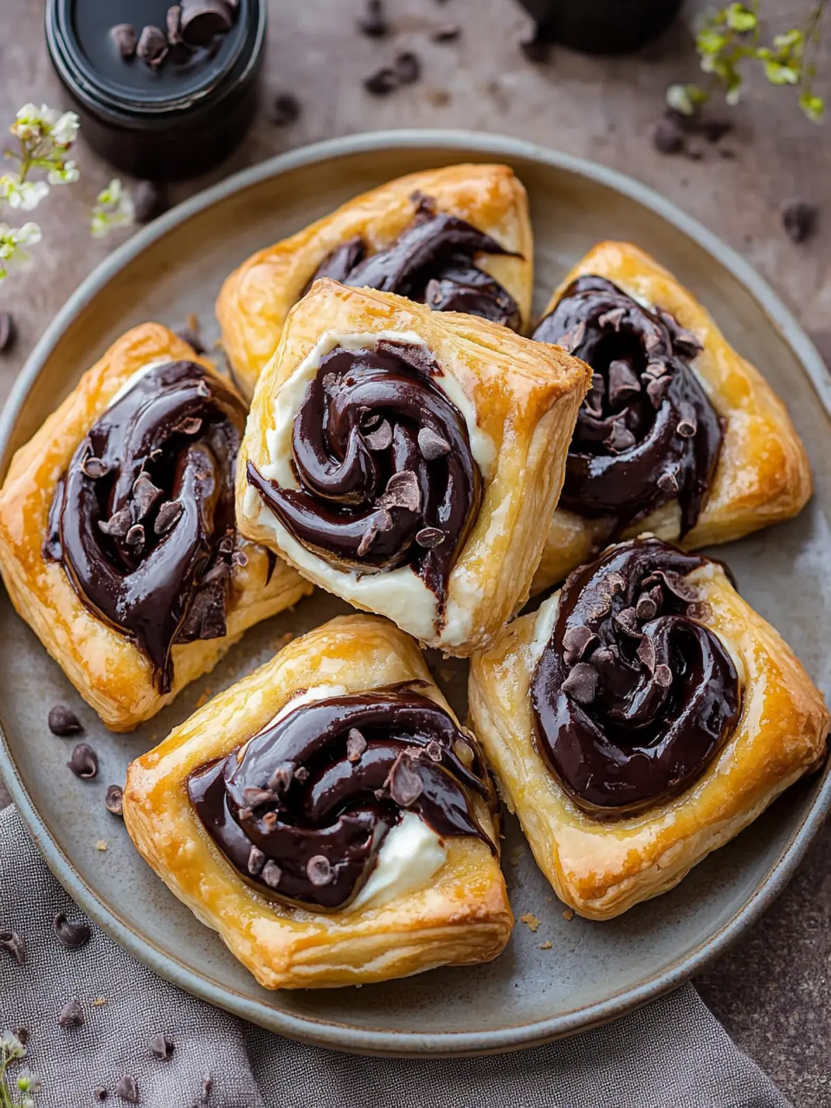 Decadent Chocolate Cream Cheese Danish with Flaky Pastry 3 Chocolate Cream Cheese Danish