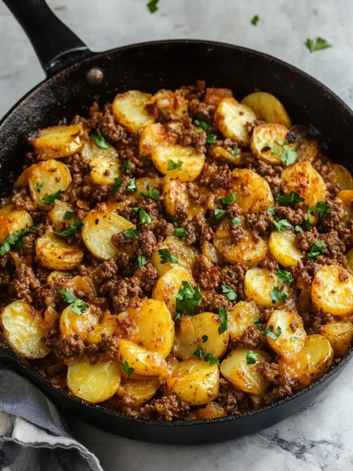 Loaded Ground Beef and Potatoes Skillet: Easy Comfort Food Delight 4 Loaded Ground Beef and Potatoes Skillet