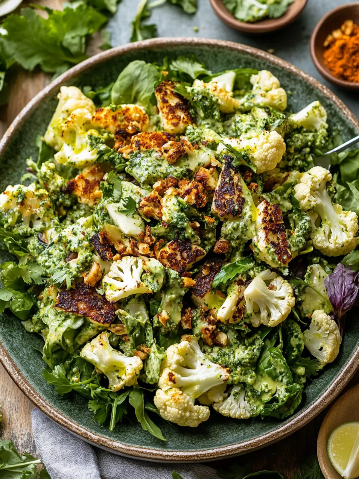 Roasted Cauliflower Green Goddess Salad for a Vibrant Feast 2 Roasted Cauliflower Green Goddess Salad