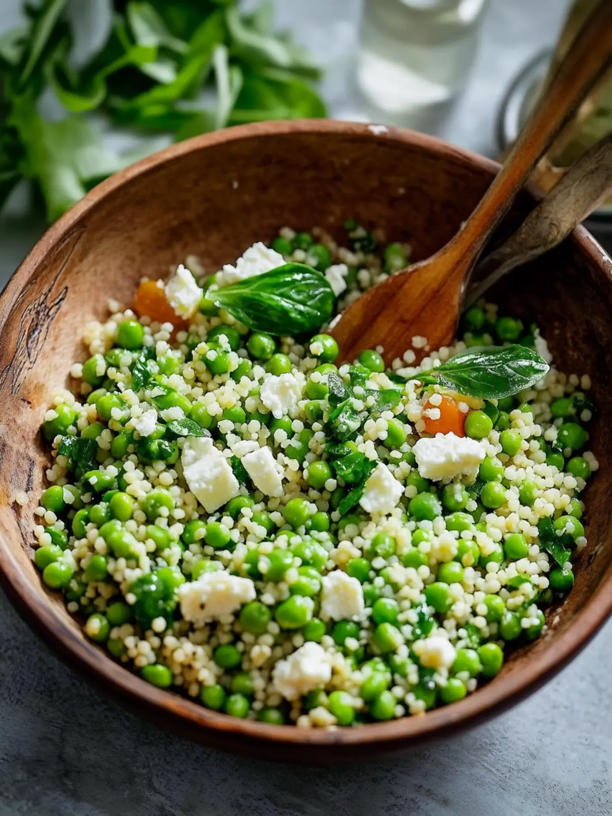 Vibrant Spring Pea Feta Couscous Salad with Basil Vinaigrette 3 Spring Pea Feta Couscous Salad with Basil Vinaigrette