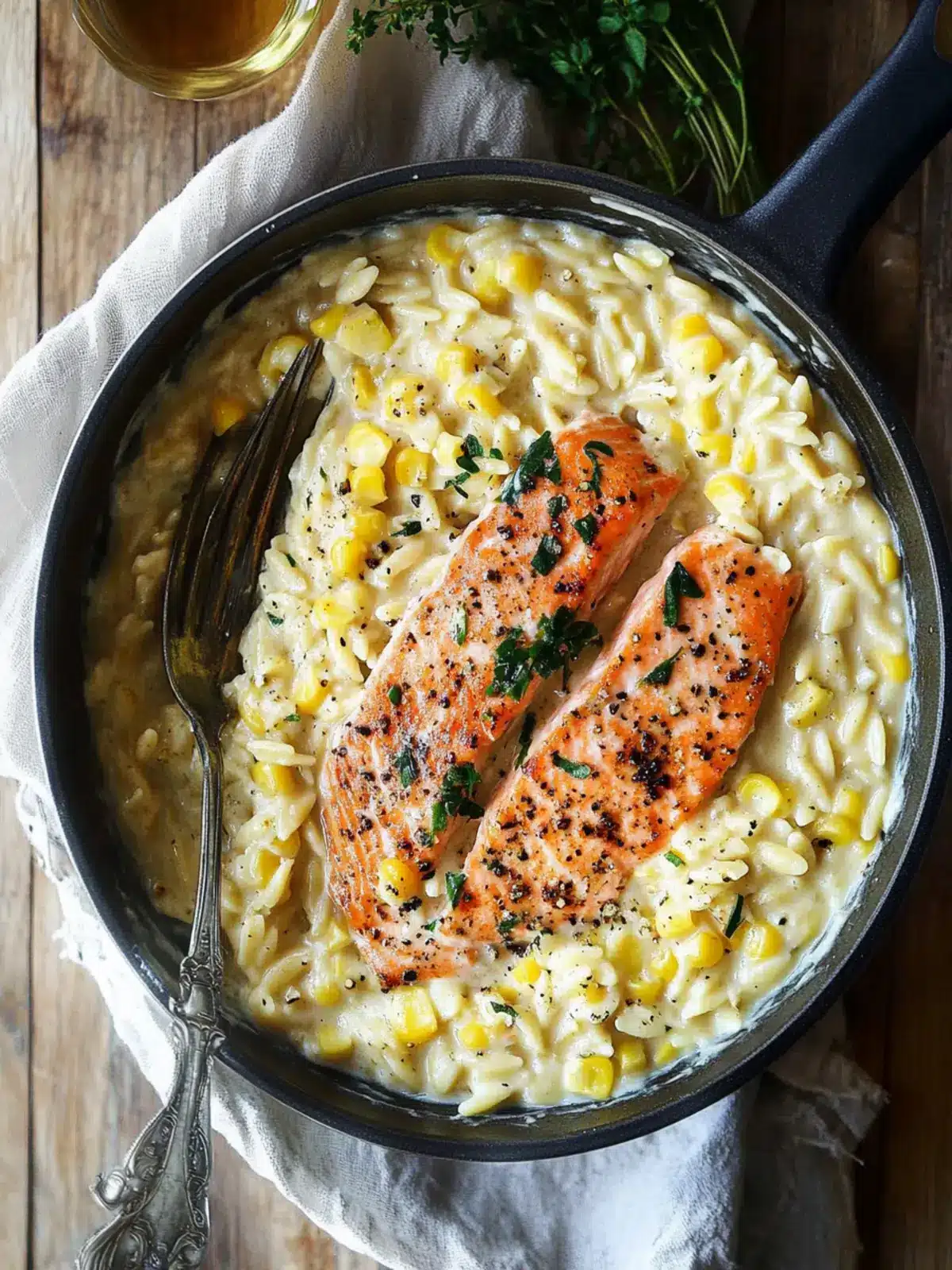Creamed Corn Orzo with Salmon - A Quick Dinner Delight 4 Creamed Corn Orzo with Salmon