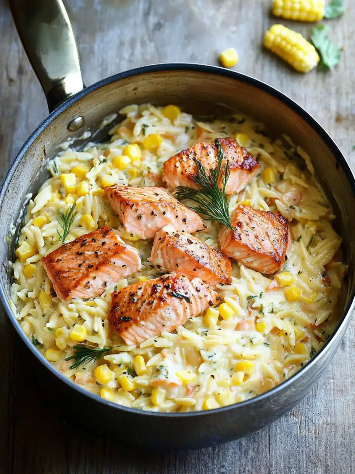 Creamed Corn Orzo with Salmon - A Quick Dinner Delight 2 Creamed Corn Orzo with Salmon