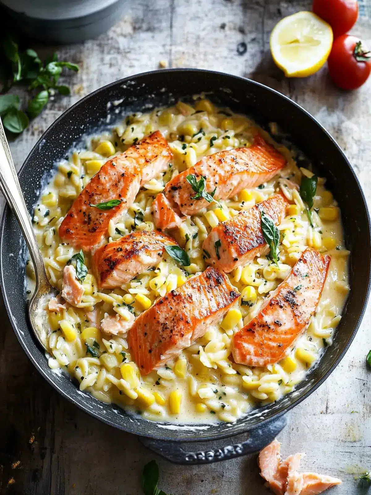 Creamed Corn Orzo with Salmon - A Quick Dinner Delight 5 Creamed Corn Orzo with Salmon