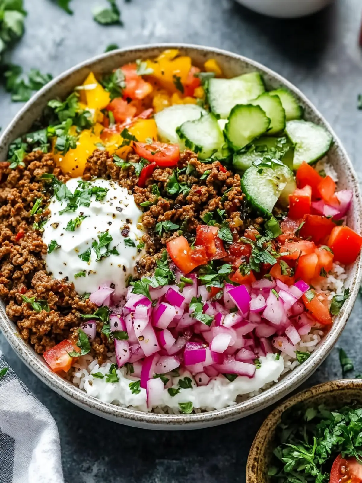 Ground Beef Shawarma Bowls with Turmeric Rice Delight 4 Ground Beef Shawarma Bowls