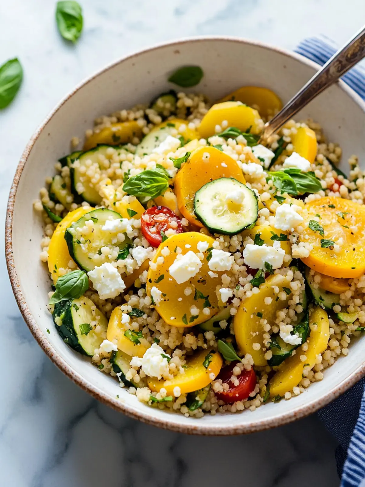 Fresh Mediterranean Couscous Salad with Raw Squash and Feta Delight 2 Mediterranean Couscous Salad with Raw Squash and Feta