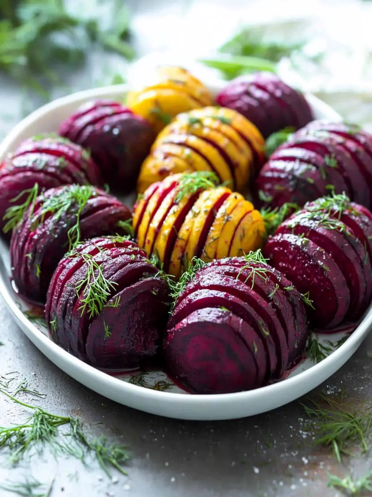 Roasted Hasselback Beets with Dill Dressing: A Flavorful Twist 2 Roasted Hasselback Beets with Dill Dressing