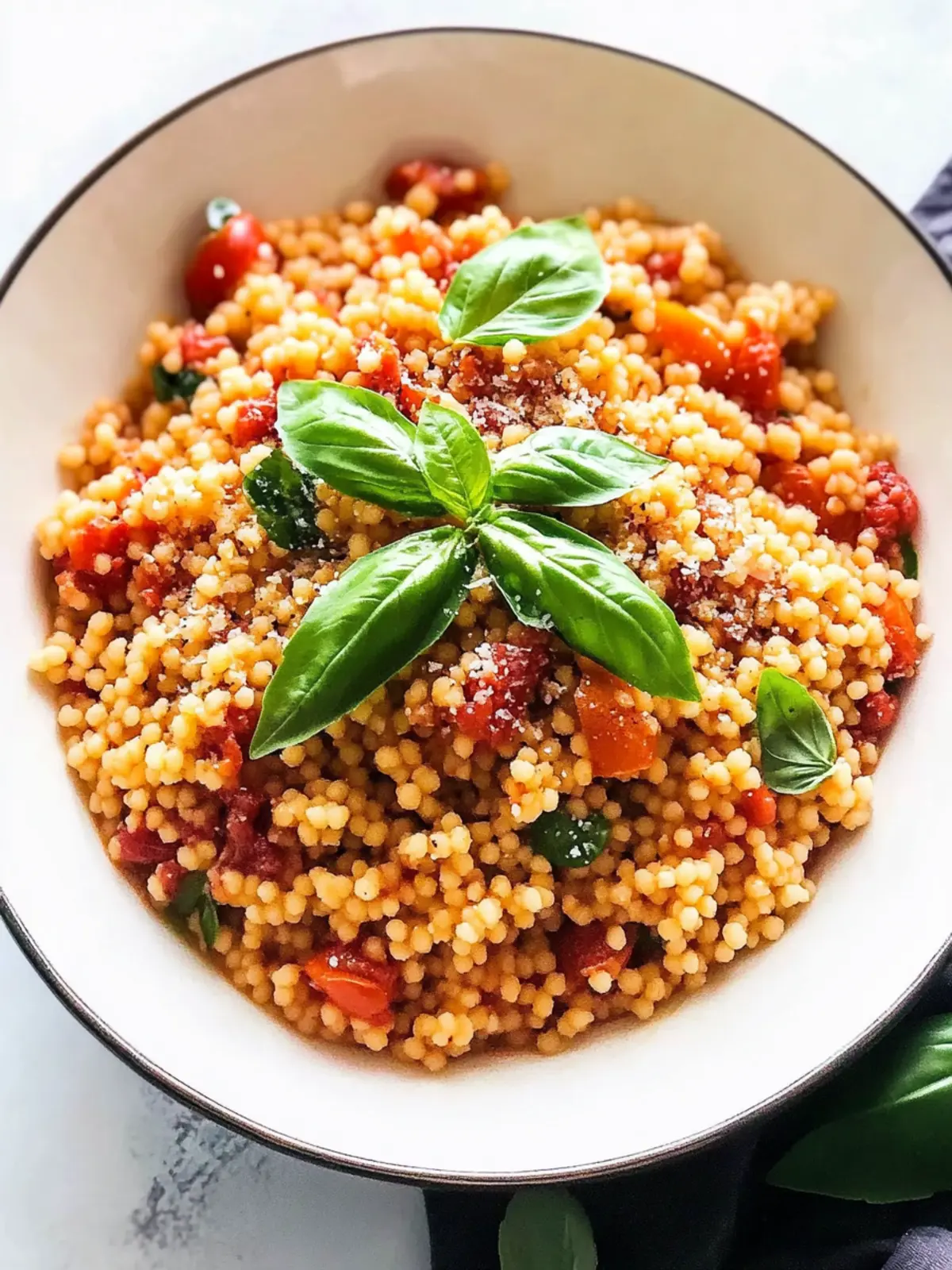 Savor Healthy One-Pan Couscous With Garlic, Tomato, and Basil 3 Healthy One-Pan Couscous With Garlic, Tomato and Basil