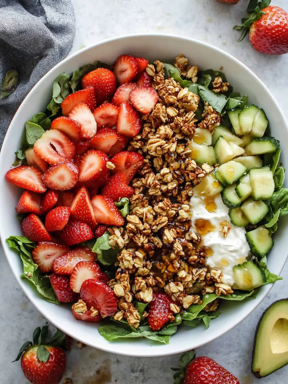 Delicious Strawberry Crunch Salad with Champagne Vinaigrette 2 Strawberry Crunch Salad with Champagne Vinaigrette