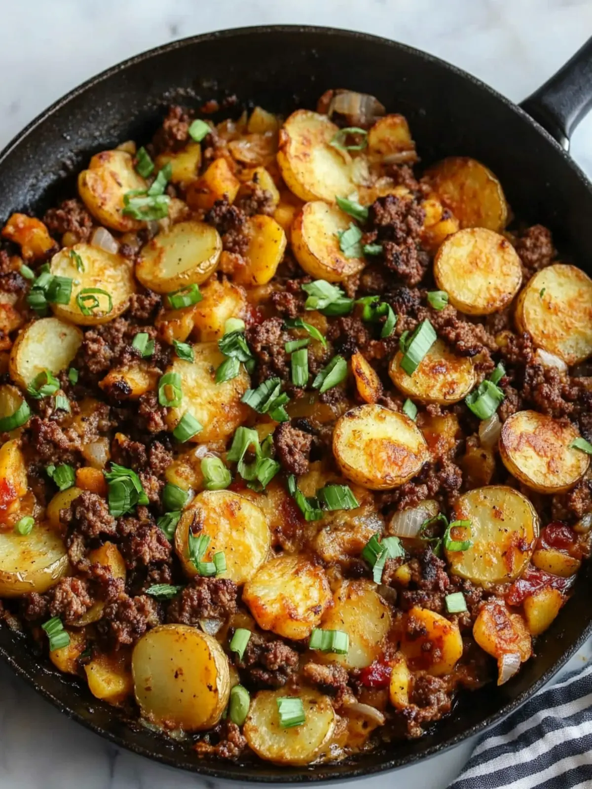 Loaded Ground Beef and Potatoes Skillet: Easy Comfort Food Delight 2 Loaded Ground Beef and Potatoes Skillet