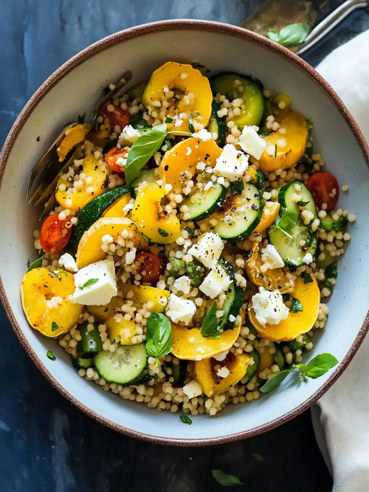 Fresh Mediterranean Couscous Salad with Raw Squash and Feta Delight 5 Mediterranean Couscous Salad with Raw Squash and Feta