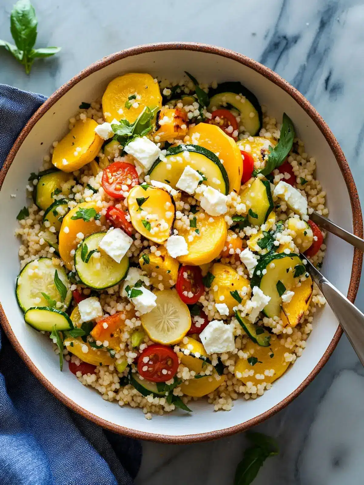 Fresh Mediterranean Couscous Salad with Raw Squash and Feta Delight 3 Mediterranean Couscous Salad with Raw Squash and Feta