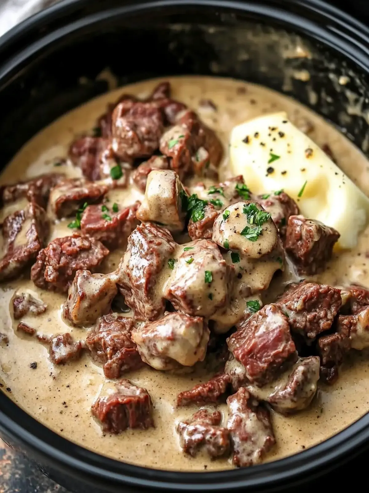 Slow Cooker Creamy Beef and Mushroom Tips for Cozy Nights 2 Slow Cooker Creamy Beef and Mushroom Tips
