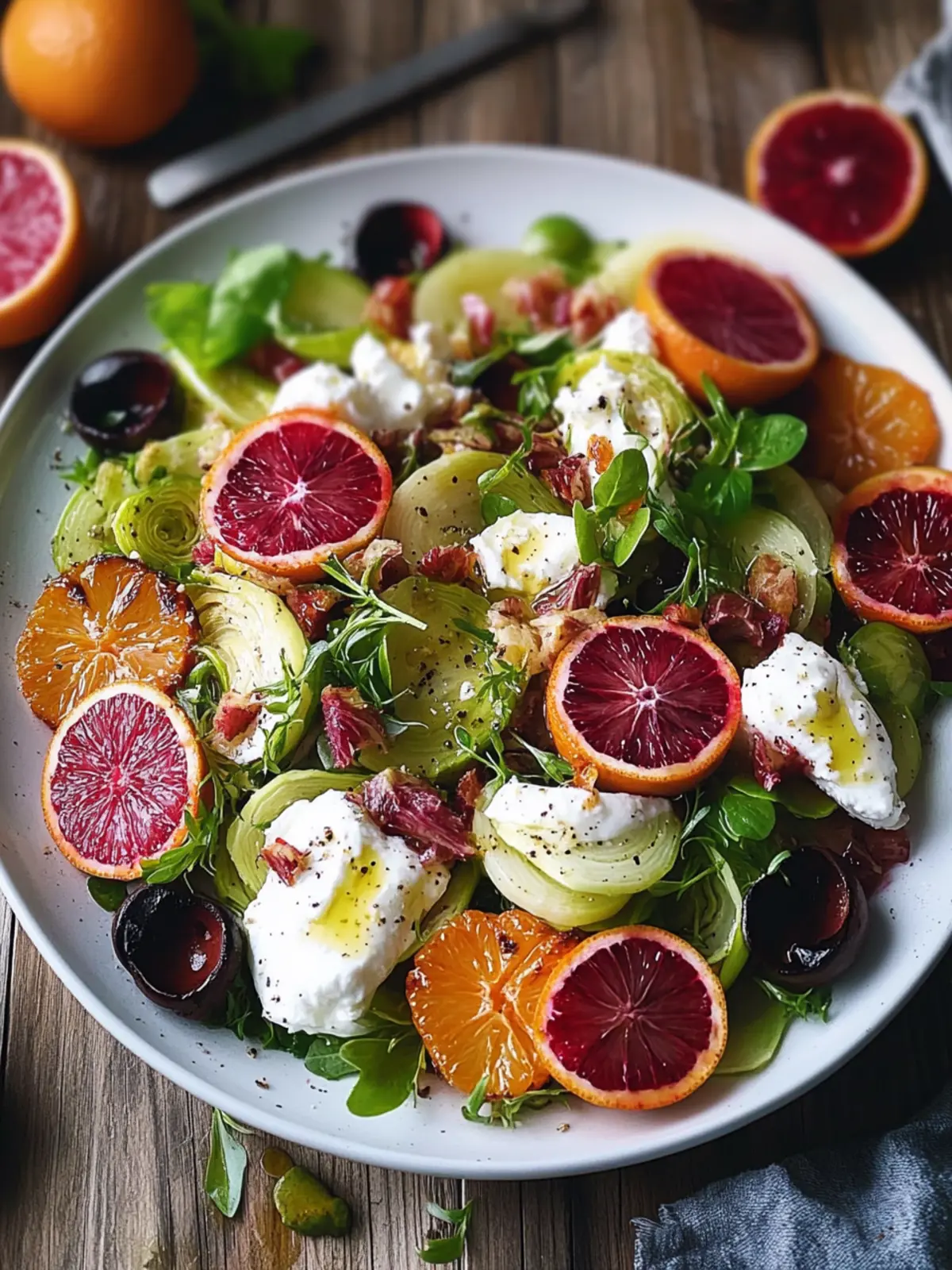 Vibrant Roasted Leek & Blood Orange Salad with Burrata Bliss 5 Roasted Leek & Blood Orange Salad with Burrata Cheese