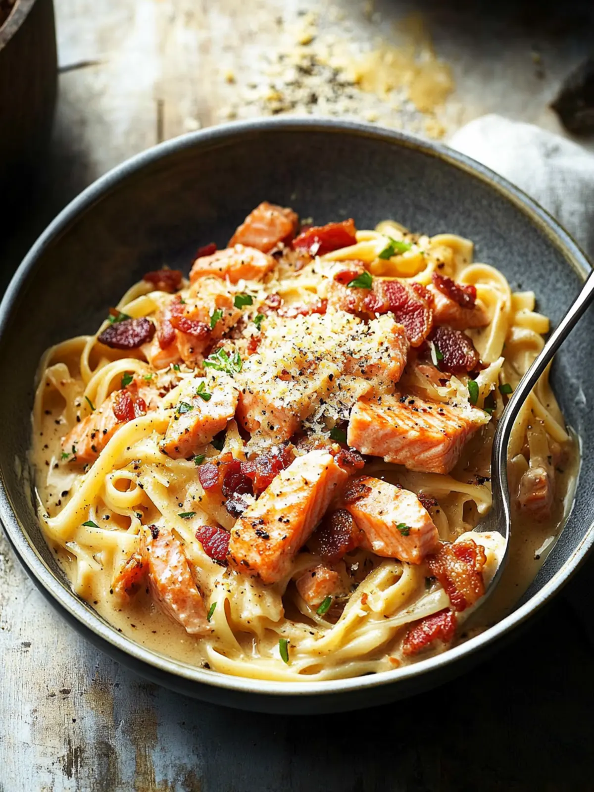 Creamy Salmon Pasta with Bacon in Just 25 Minutes 4 Creamy Salmon Pasta with Bacon