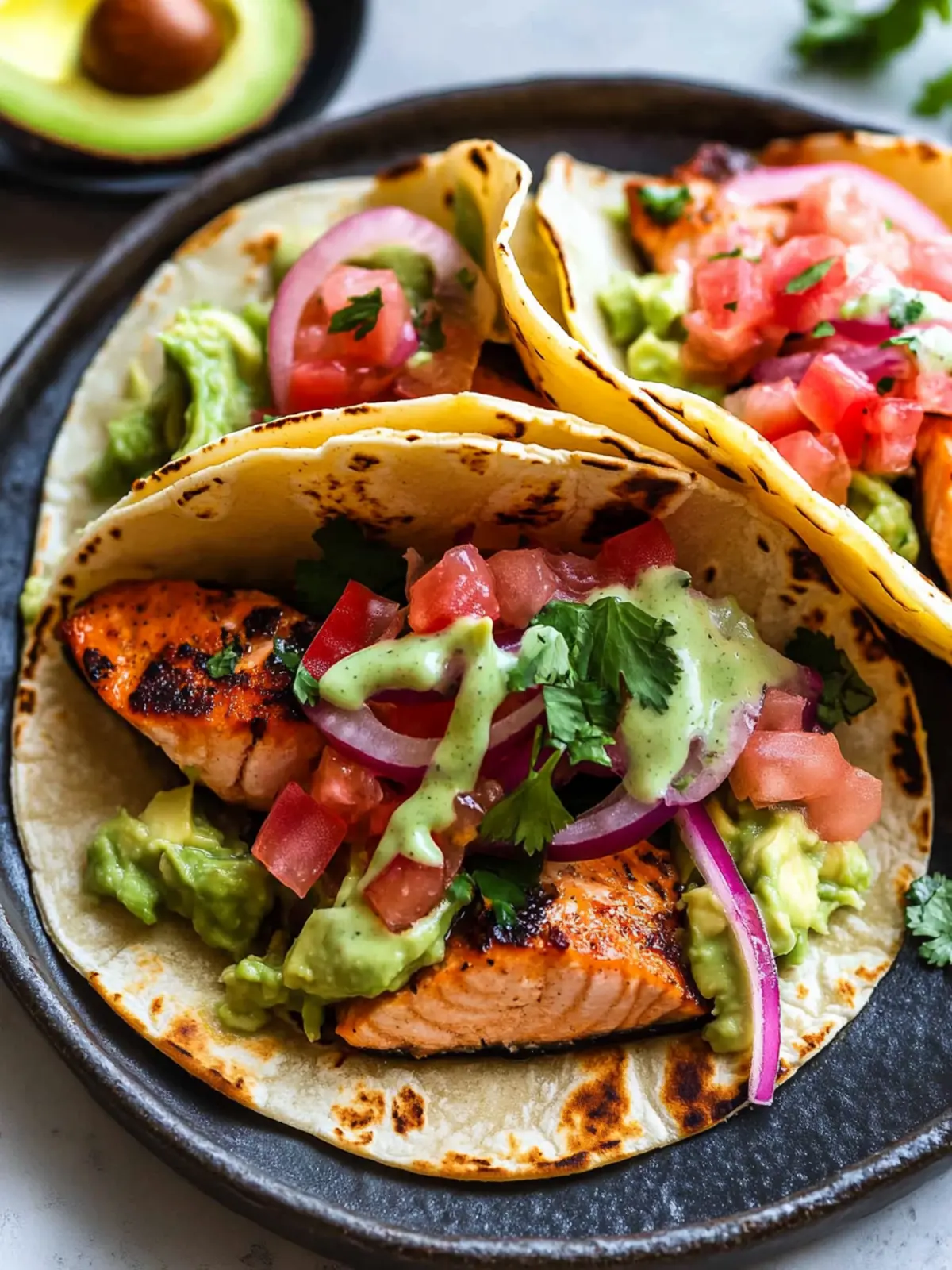 Savory Salmon Tacos with Avocado Crema in Just 40 Minutes 5 Salmon Tacos with Avocado Crema