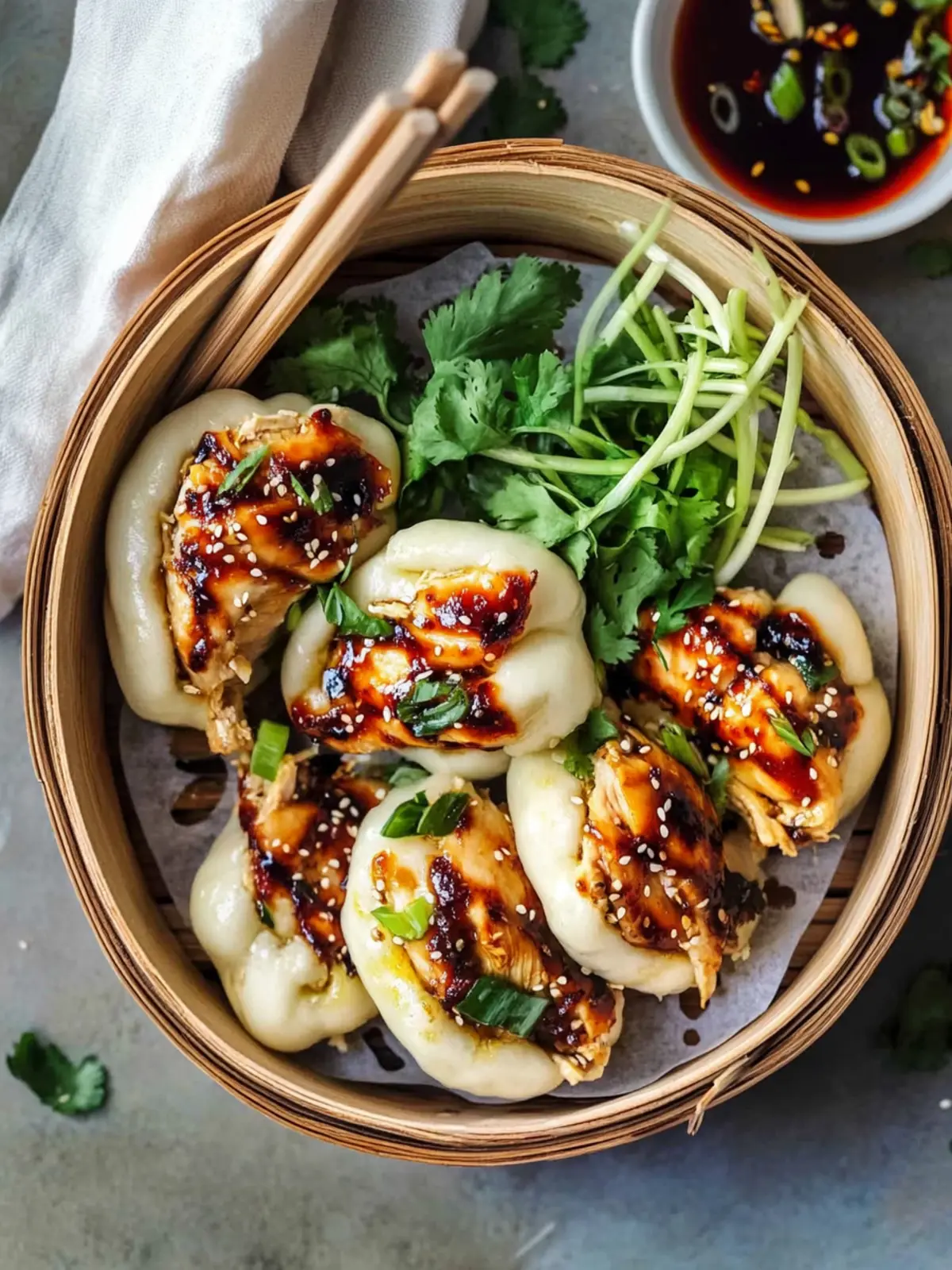 Irresistible Sticky Korean Chicken Steamed Buns at Home 3 Sticky Korean Chicken Steamed Buns