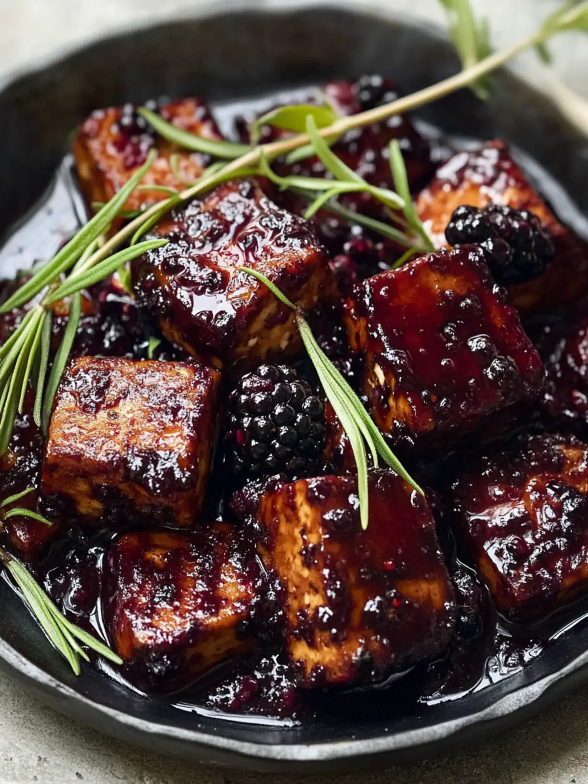 Irresistible Blackberry Glazed Tofu with Black Pepper & Chili 3 Blackberry Glazed Tofu with Black Pepper & Chili