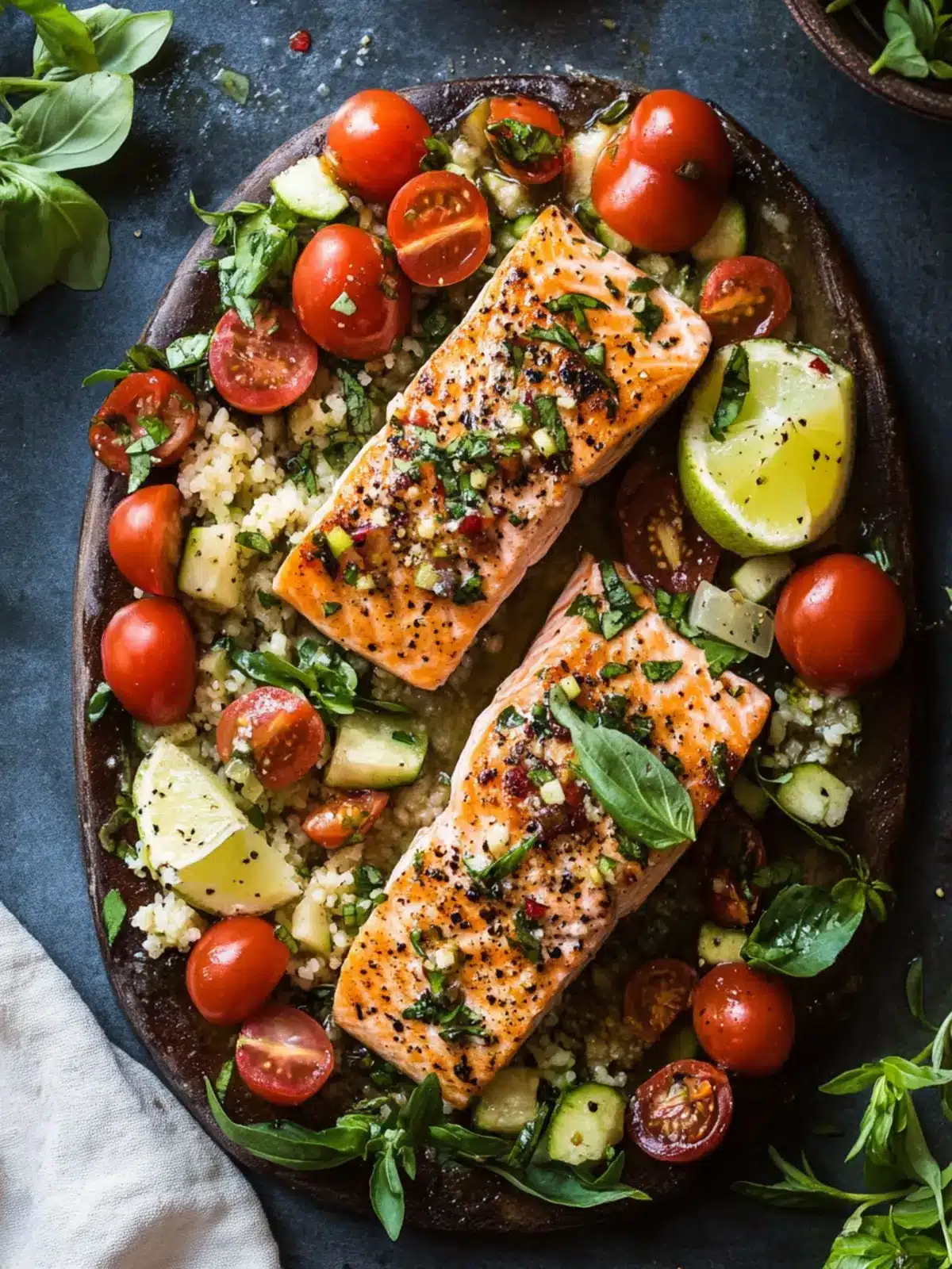 Delicious Mediterranean Salmon with Fresh Salad Delight 2 Mediterranean Salmon