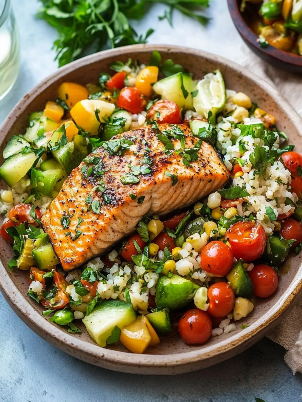 Delicious Mediterranean Salmon with Fresh Salad Delight 4 Mediterranean Salmon