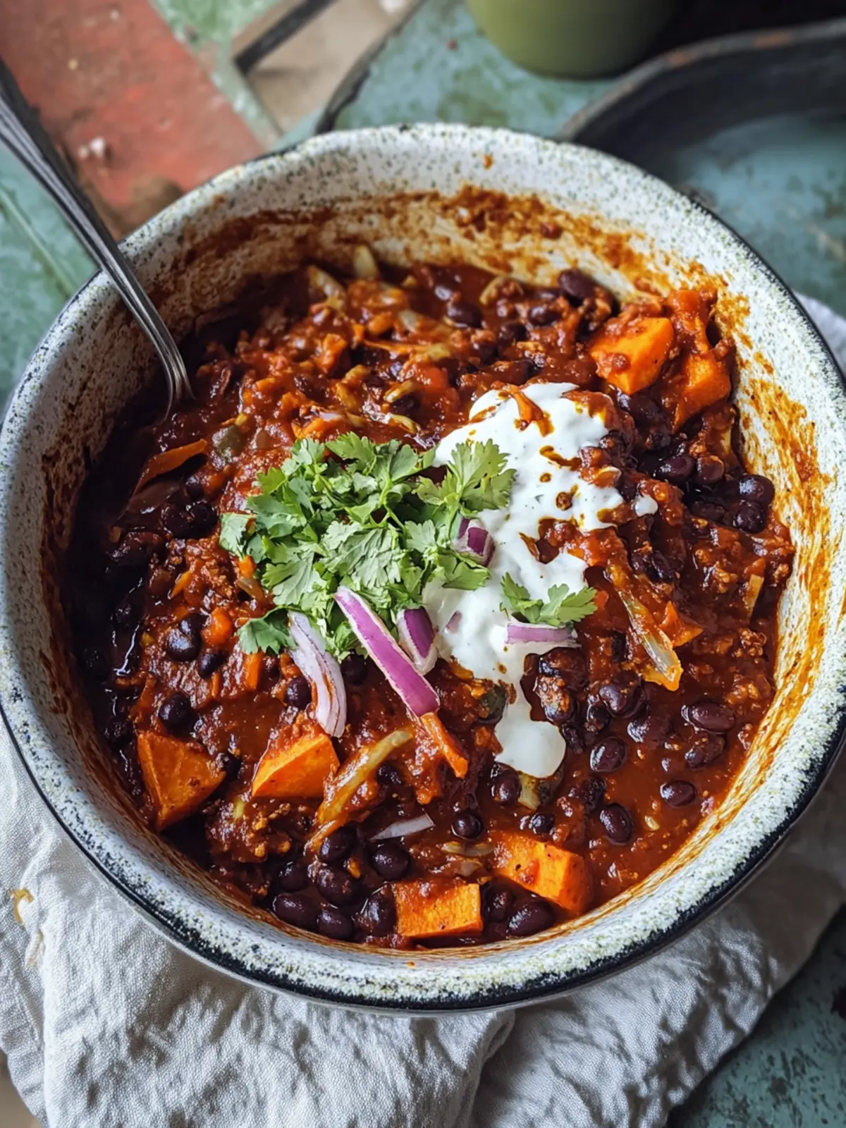 Savory Chipotle Black Bean + Sweet Potato Chilli Bliss 5 Chipotle Black Bean + Sweet Potato Chilli with Coriander Yogurt