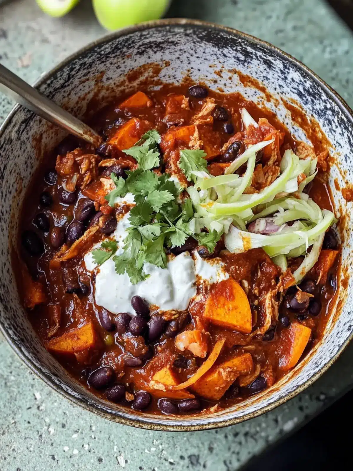 Savory Chipotle Black Bean + Sweet Potato Chilli Bliss 3 Chipotle Black Bean + Sweet Potato Chilli with Coriander Yogurt