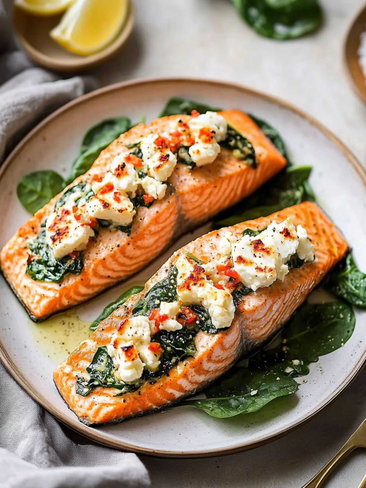 Stuffed Salmon With Spinach & Feta – Easy Mediterranean Delight 4 Stuffed Salmon With Spinach & Feta