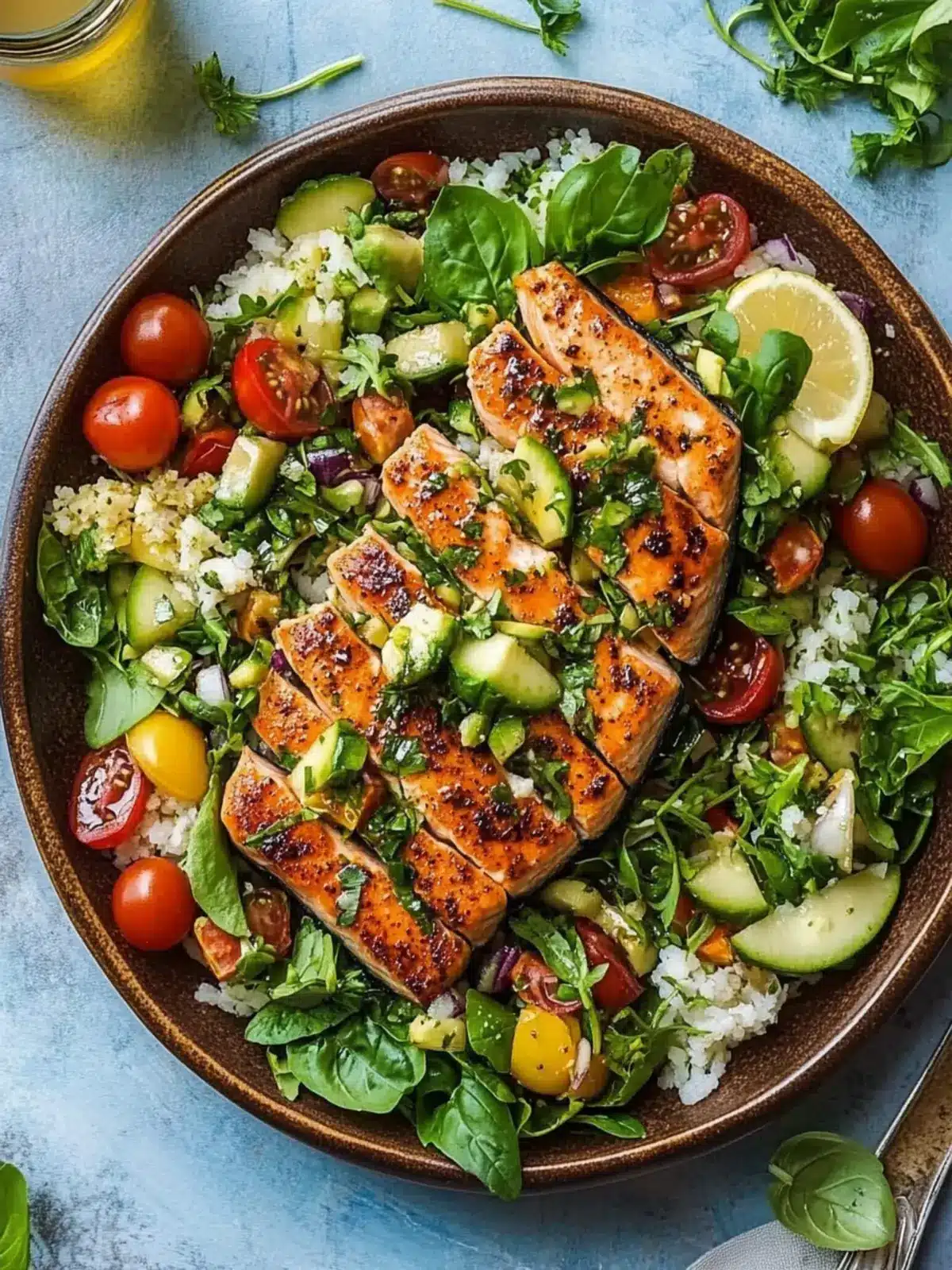 Delicious Mediterranean Salmon with Fresh Salad Delight 3 Mediterranean Salmon