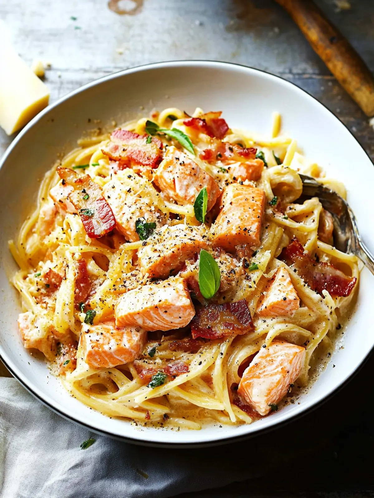 Creamy Salmon Pasta with Bacon in Just 25 Minutes 2 Creamy Salmon Pasta with Bacon
