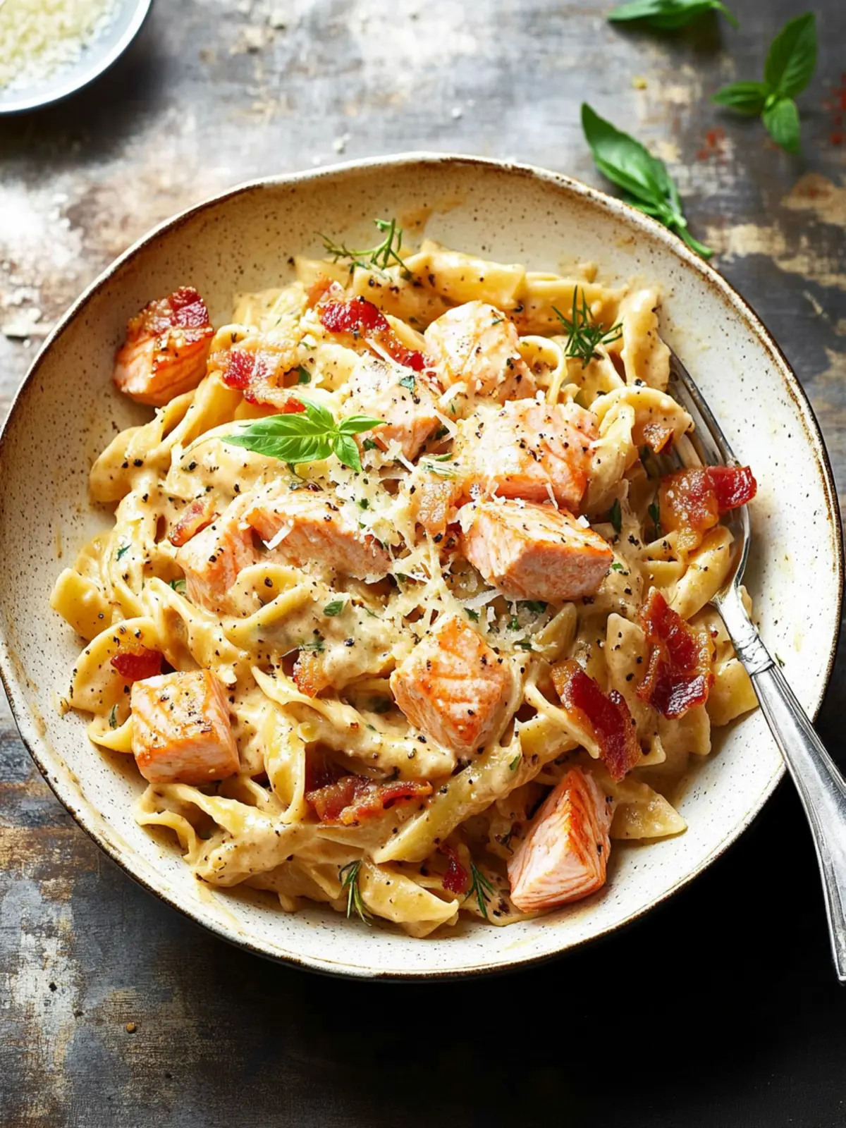 Creamy Salmon Pasta with Bacon for a Cozy Dinner Vibe 5 Creamy Salmon Pasta with Bacon