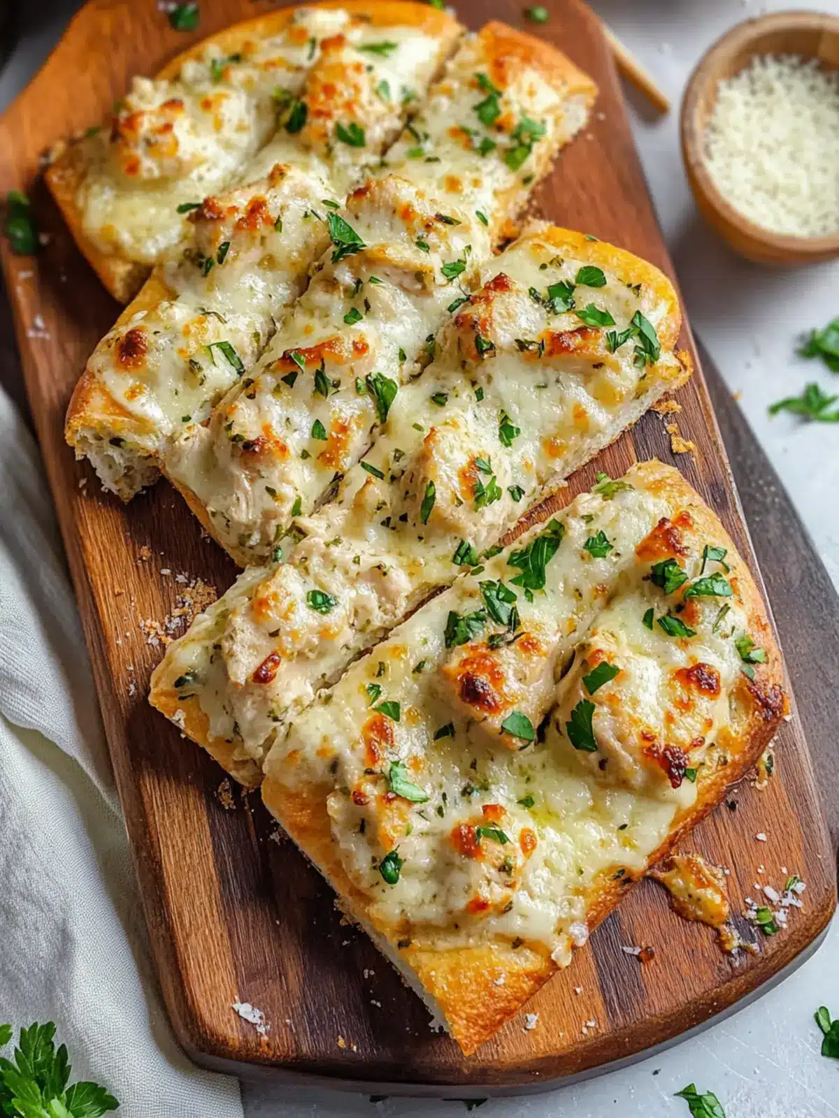 Viral Chicken Alfredo Garlic Bread