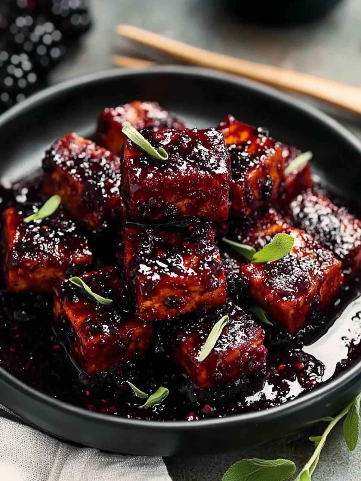 Irresistible Blackberry Glazed Tofu with Black Pepper & Chili 4 Blackberry Glazed Tofu with Black Pepper & Chili