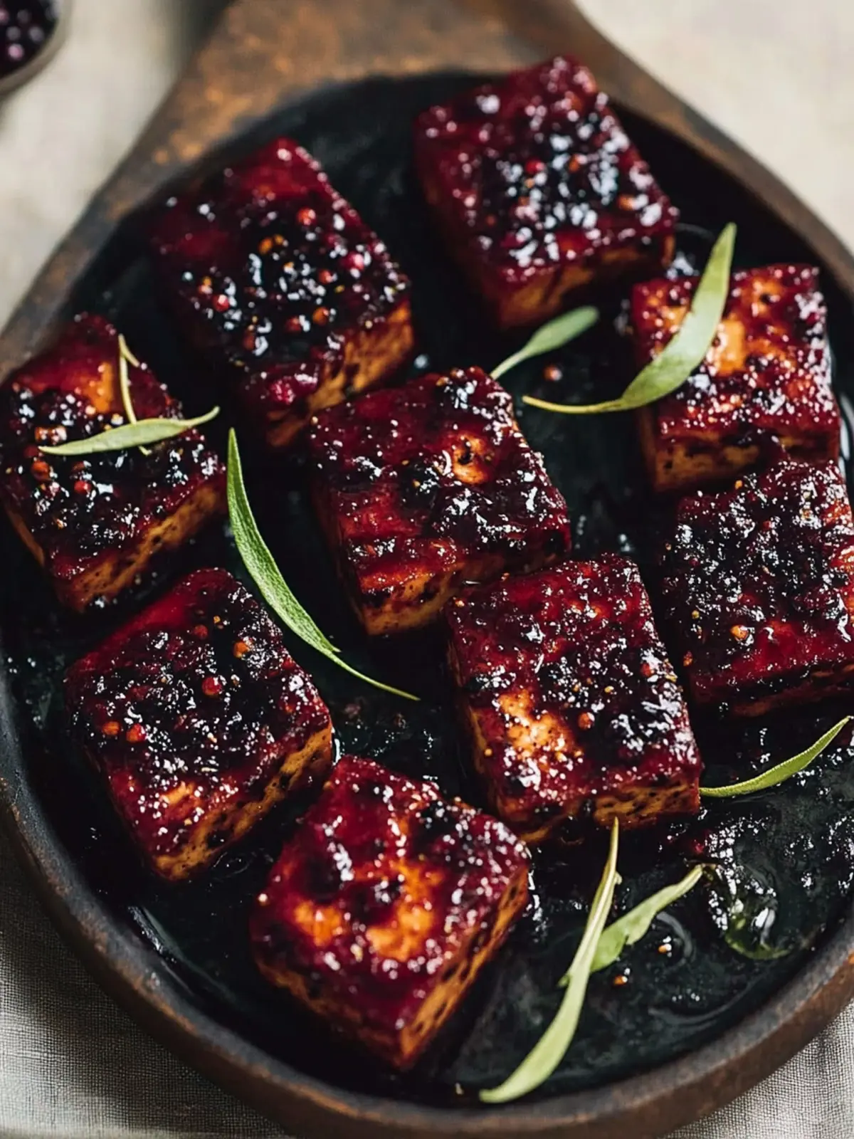 Blackberry Glazed Tofu with Black Pepper & Chili