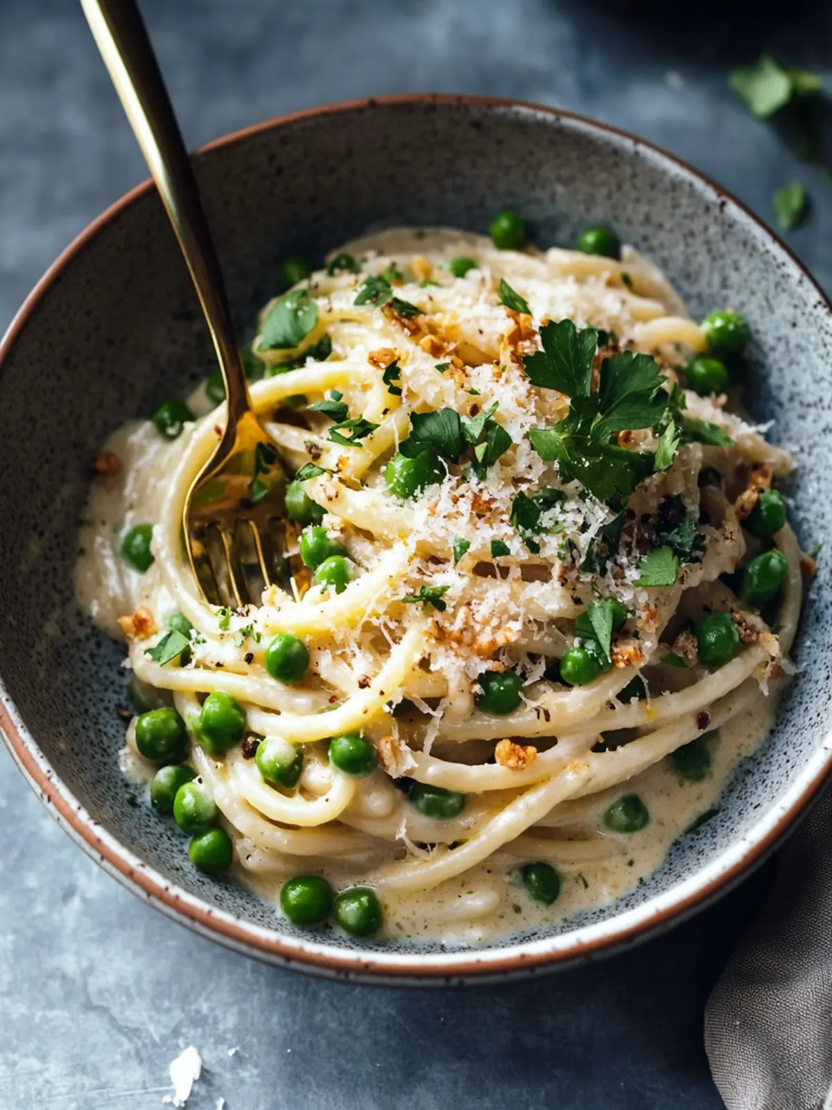 Garlic Cream Bucatini with Peas and Asparagus: Spring's Comfort Food 3 Garlic Cream Bucatini with Peas and Asparagus
